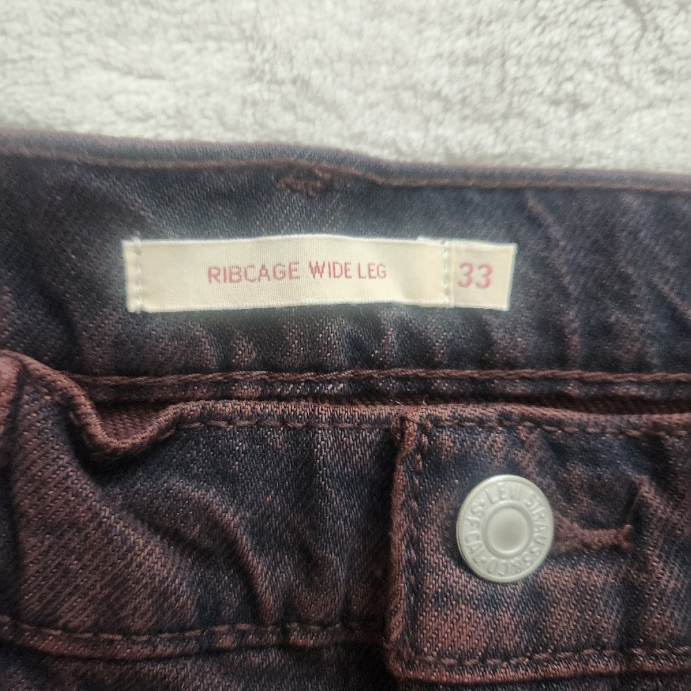 LEVI'S RIBCAGE WIDE LEG WOMEN'S JEANS cherry cordial- red sz 32, 31, 30 nwt - Picture 10 of 13